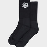 Line Flower Socks Black