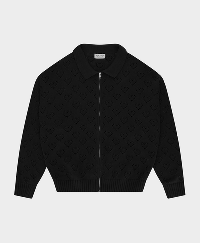 Heart Zip Knit Black
