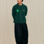 Green Flower Polo Knit