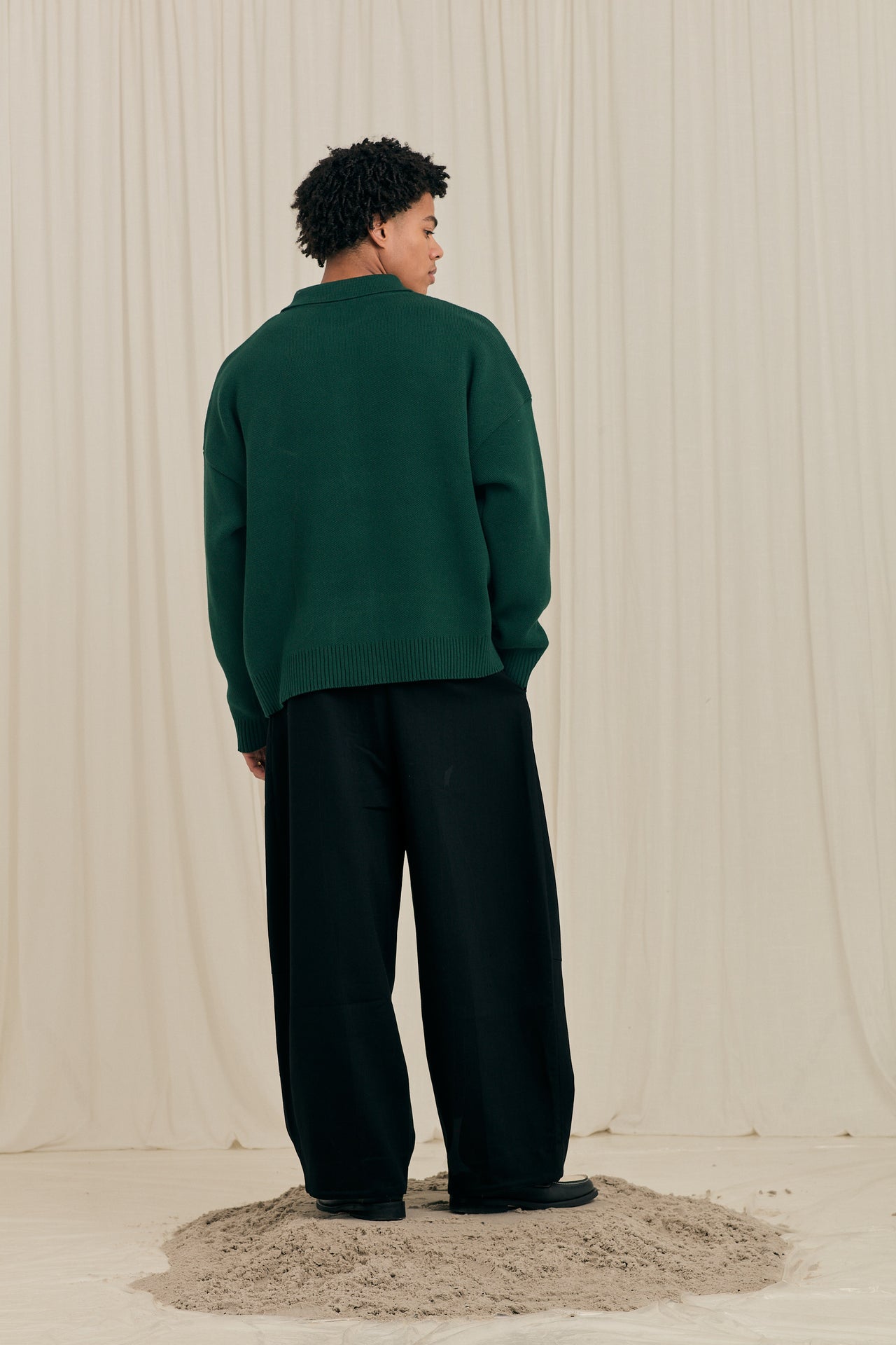 Green Flower Polo Knit