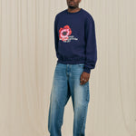 Big Flower Navy Crewneck