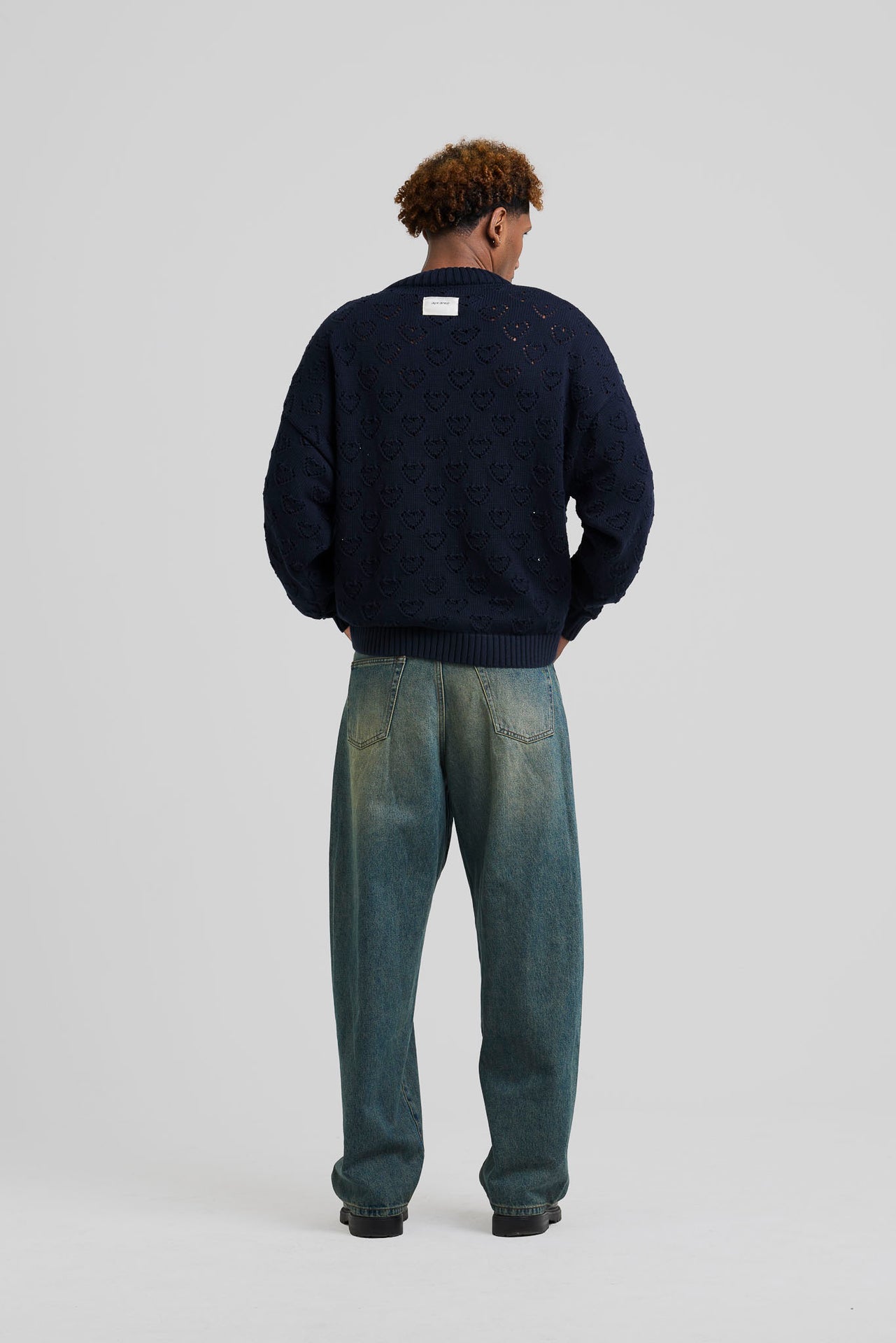 Heart Pattern Knit Blue