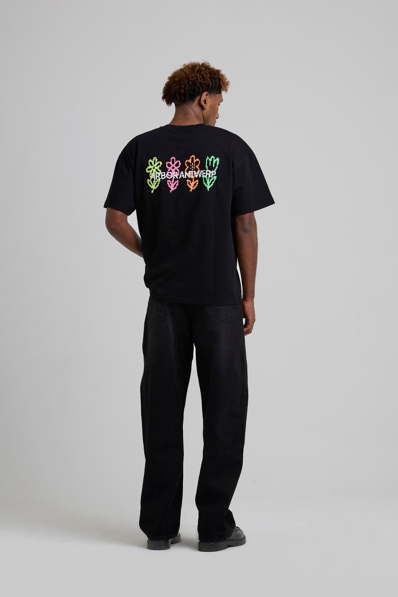Pixel Flower T-shirt Black