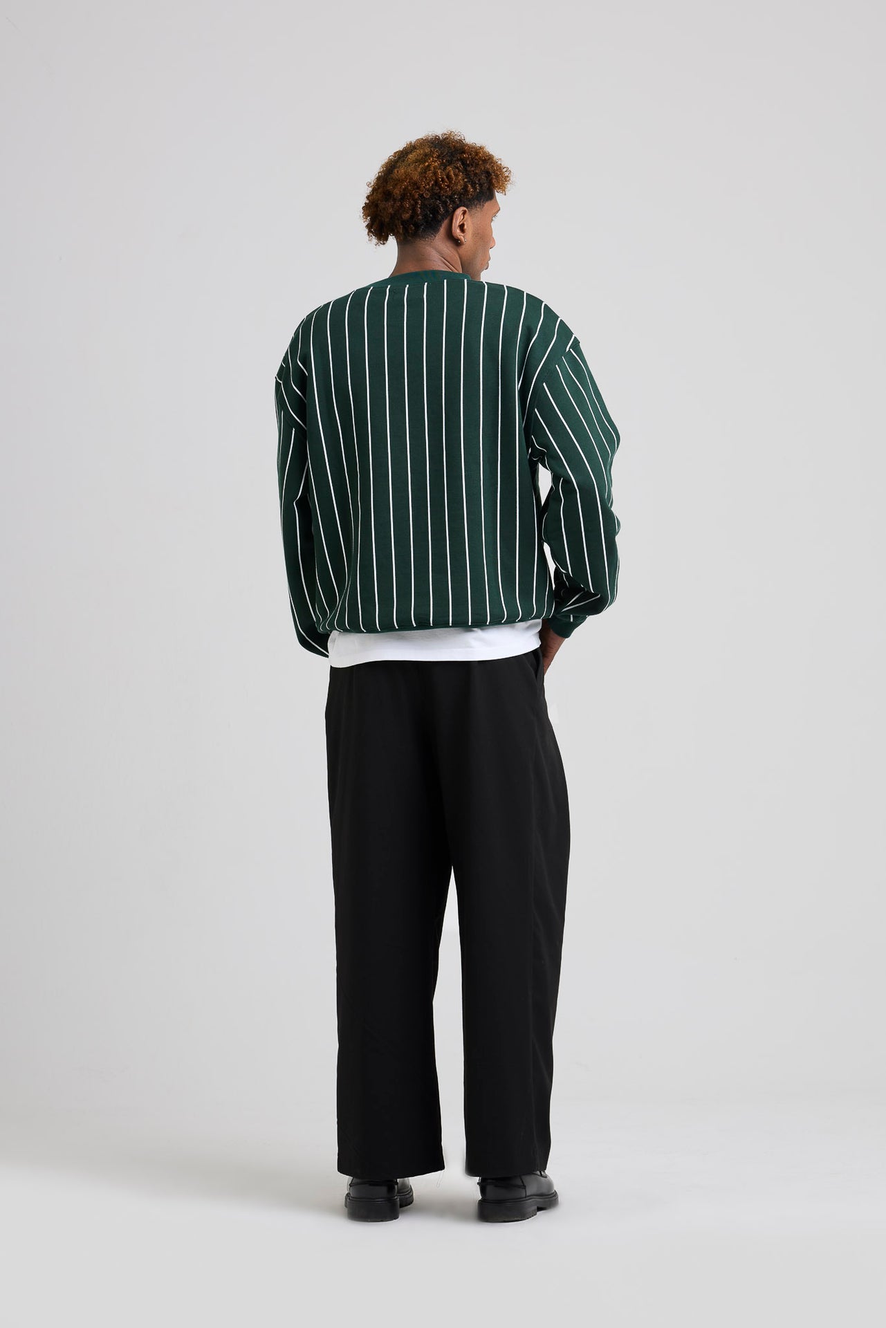 Vertical Lines Crewneck Green