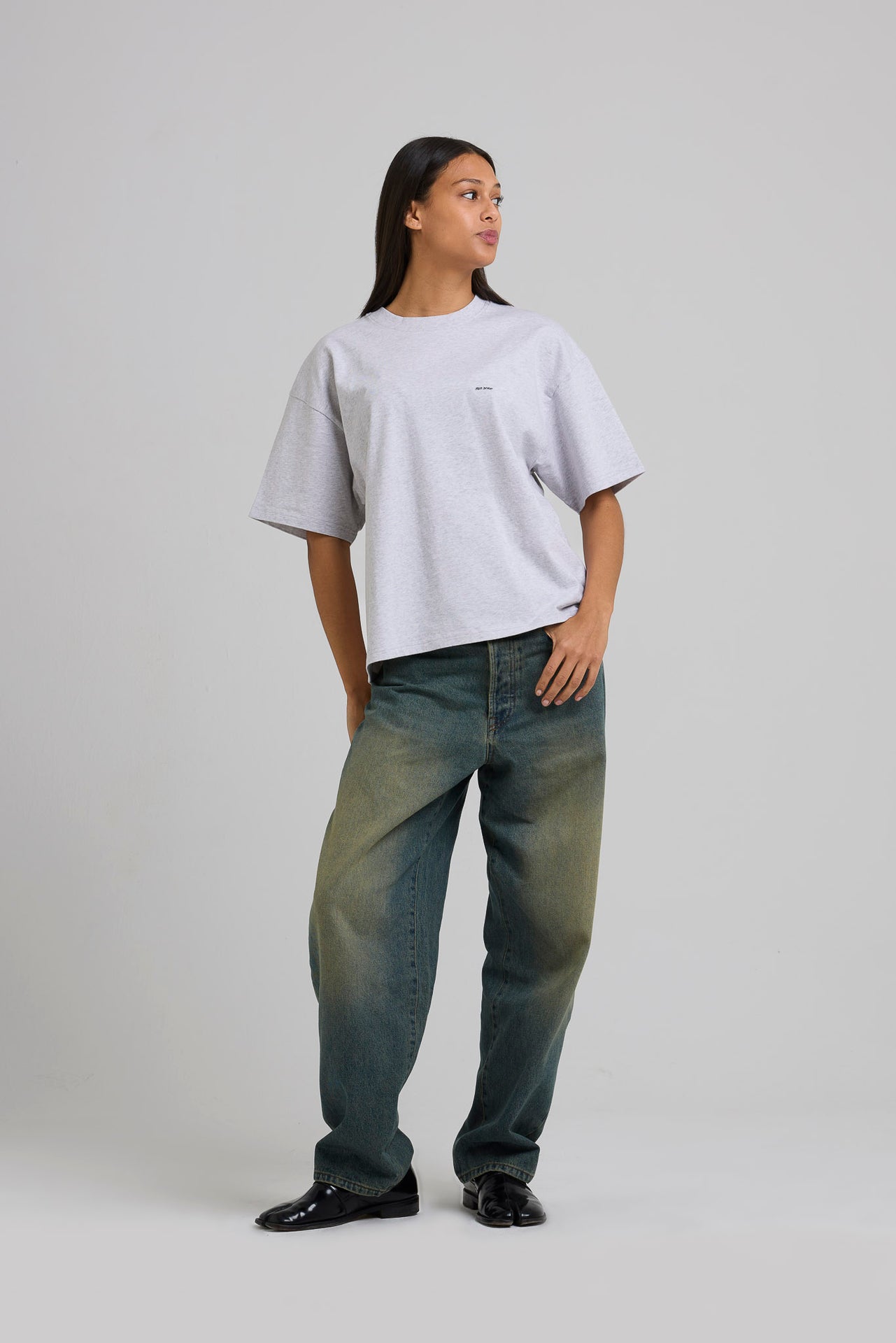 Micro Logo Cropped T-shirt Melange