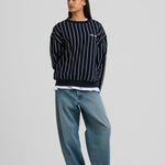 Vertical Lines Crewneck Blue