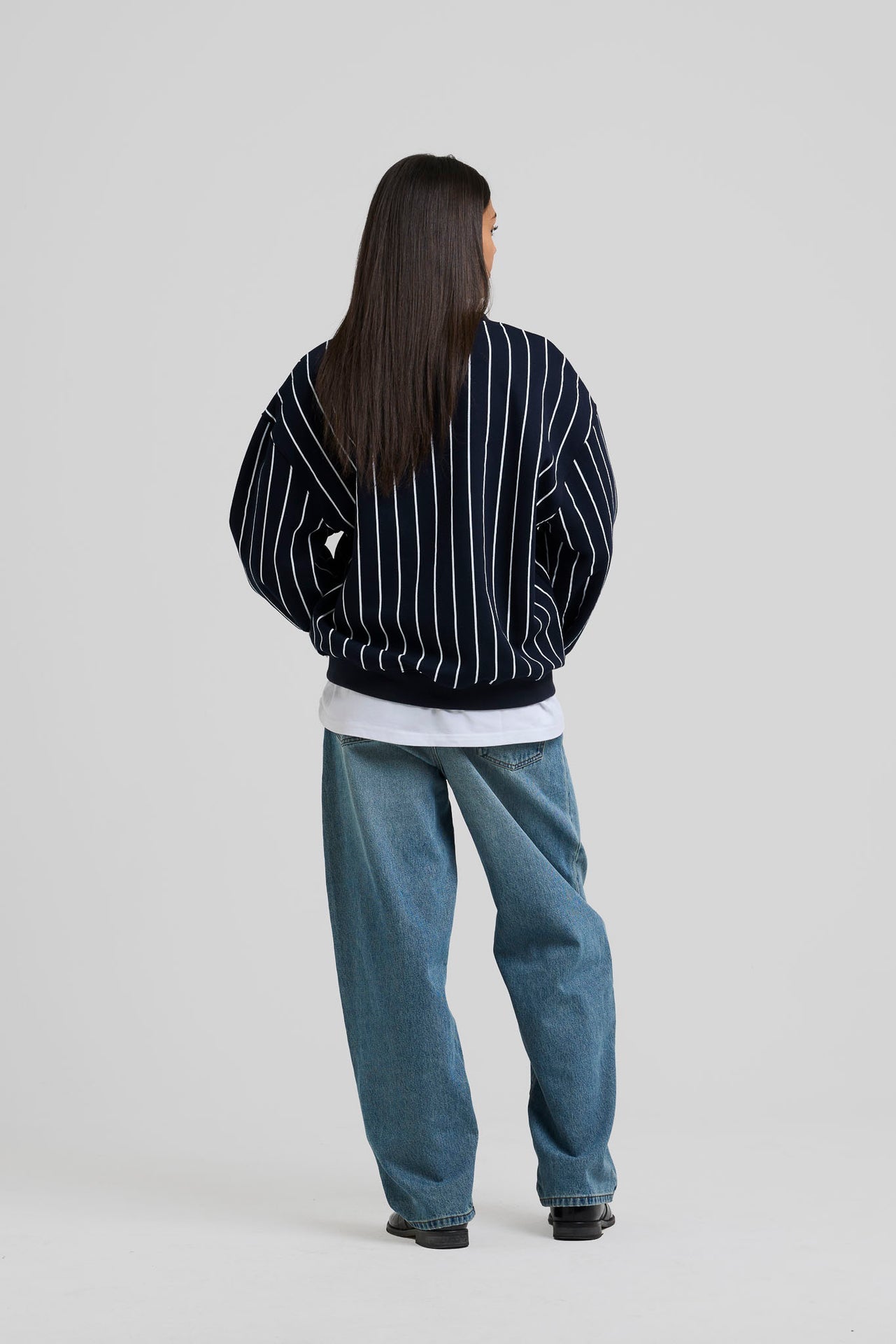 Vertical Lines Crewneck Blue