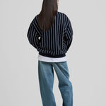 Vertical Lines Crewneck Blue