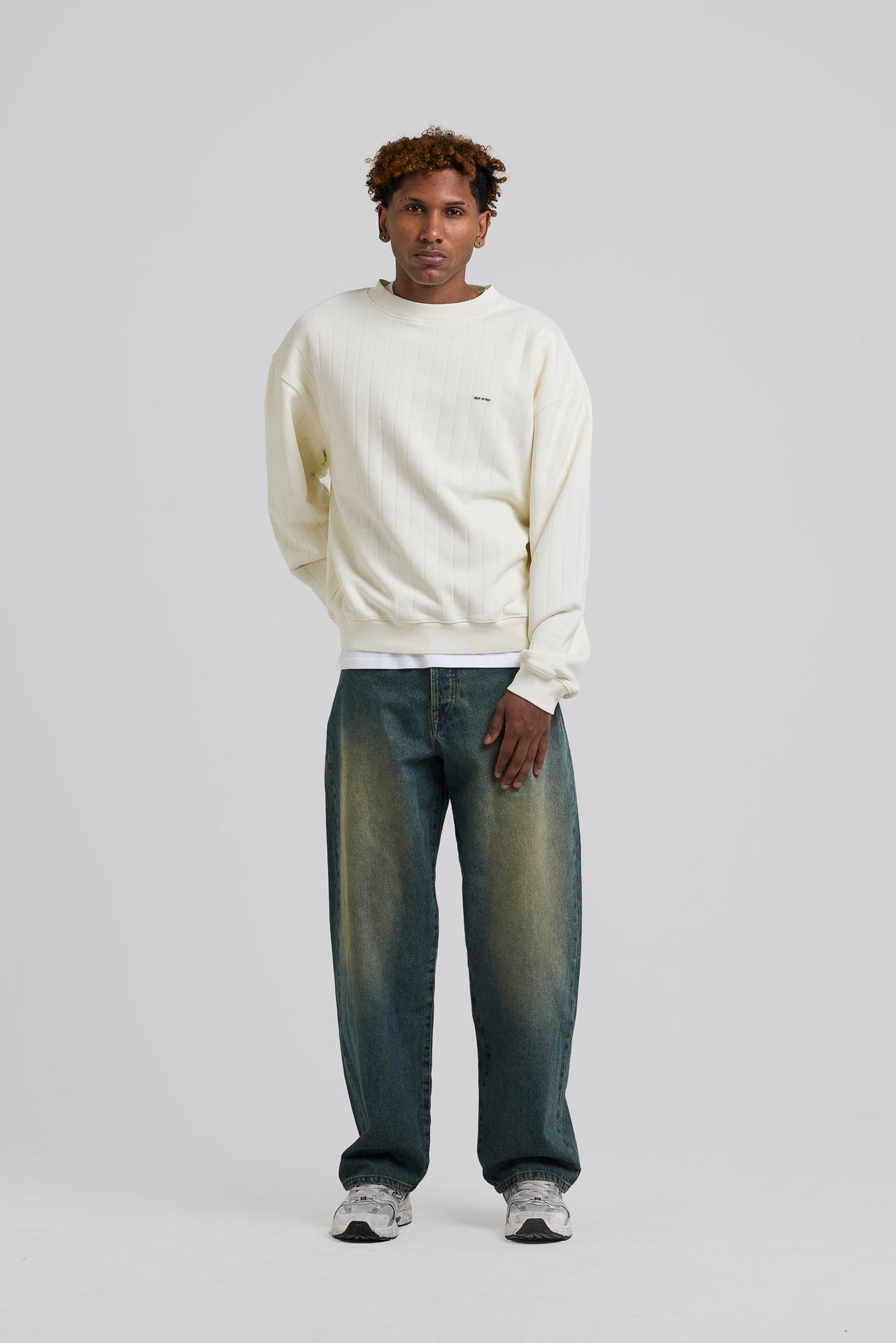 Needle Drop Crewneck Cream