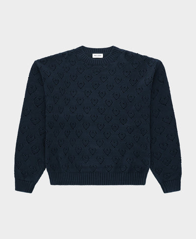 Heart Pattern Knit Blue