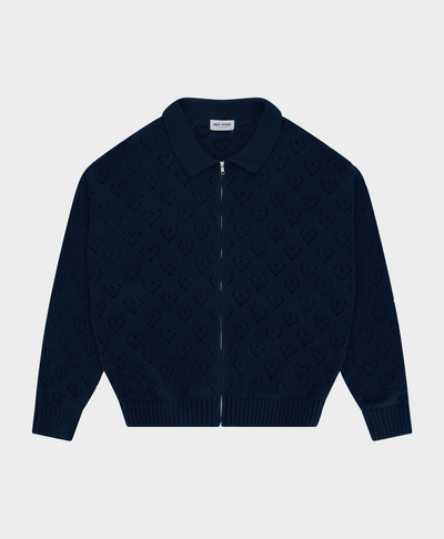 Heart Zip Knit Blue