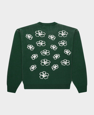 Ribbed Flower Knit Green