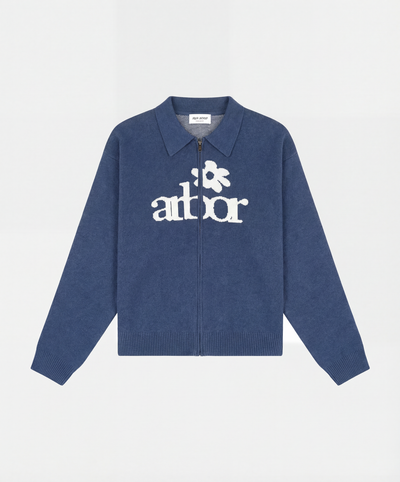Blue Zipper Polo Knit