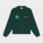 Green Flower Polo Knit